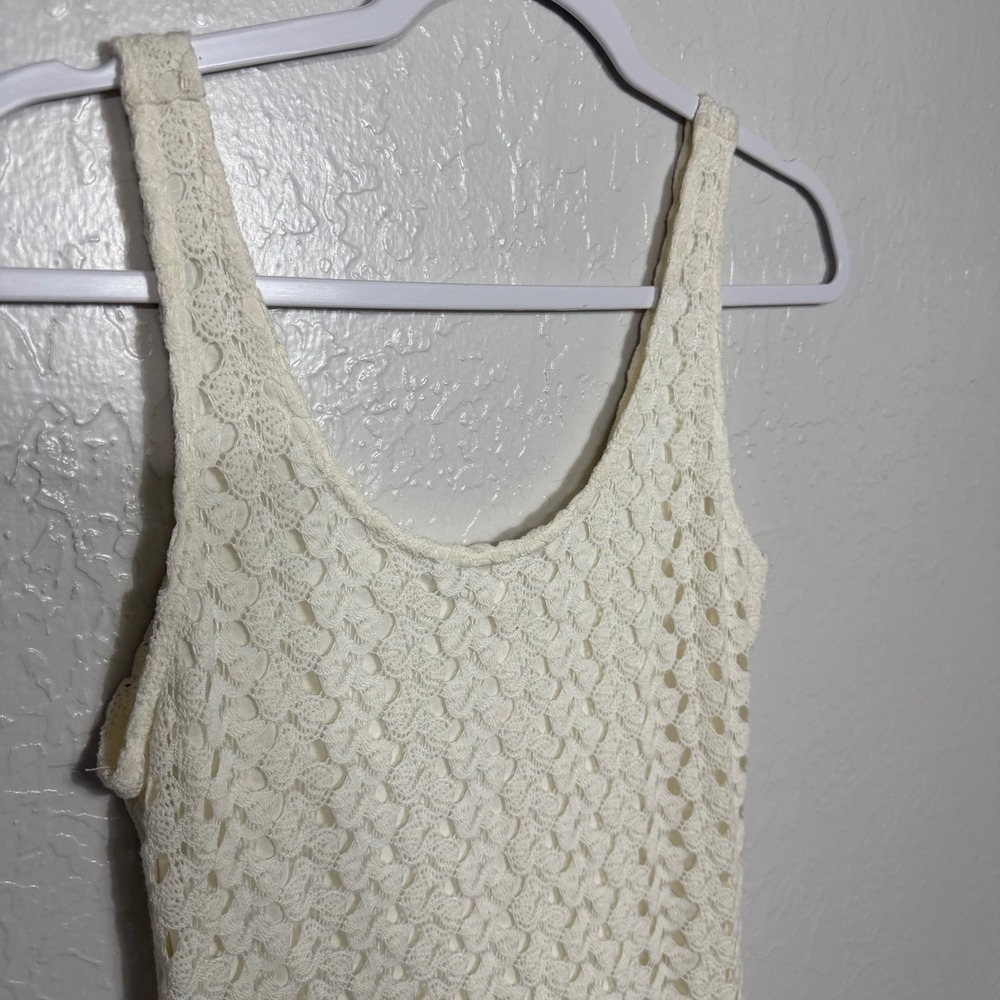 Xhilaration Ivory Crochet High Low Maxi Dress Sleeveless Boho Cream Small - Picture 2 of 8